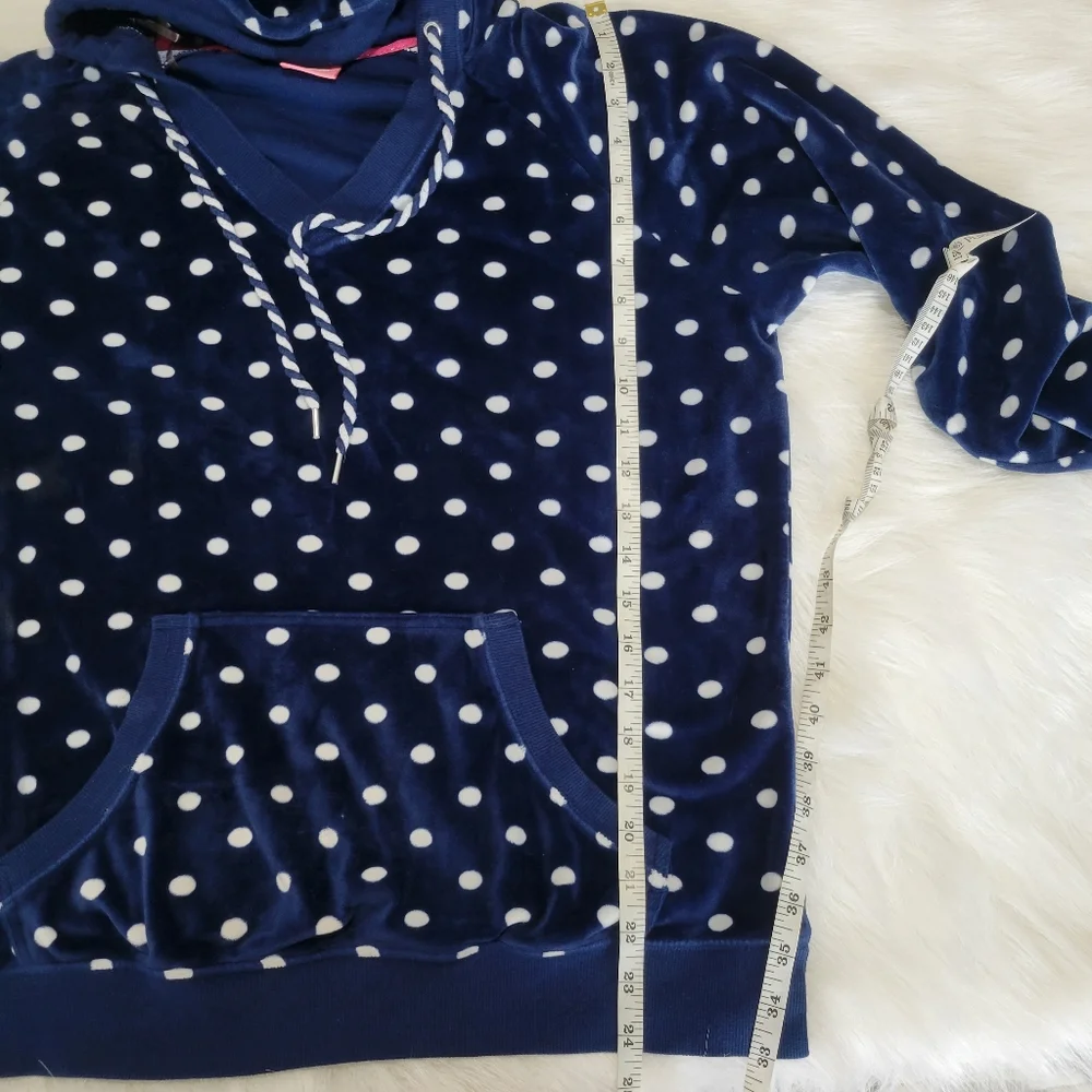 Jenni Intimates Polka Dot Velour Lounge Wear Set Hoodie & Pant Set L EUC Navy - Picture 9 of 16